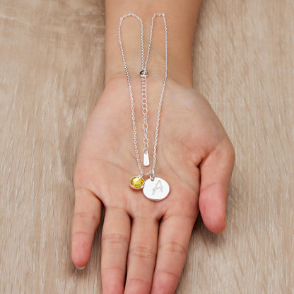 November (Topaz) Birthstone Necklace with Initial Charm (A to Z) Created with Zircondia® Crystals