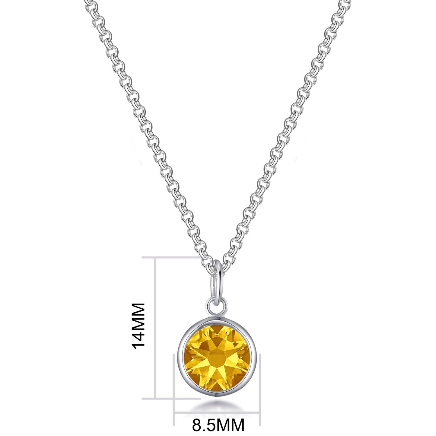 November (Topaz) Birthstone Necklace with Initial Charm (A to Z) Created with Zircondia® Crystals