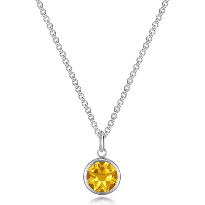 November (Topaz) Birthstone Necklace with Initial Charm (A to Z) Created with Zircondia® Crystals