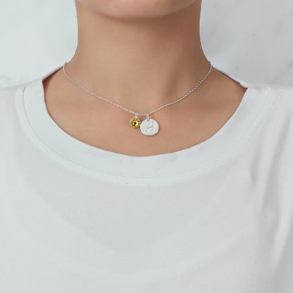 November (Topaz) Birthstone Necklace with Initial Charm (A to Z) Created with Zircondia® Crystals