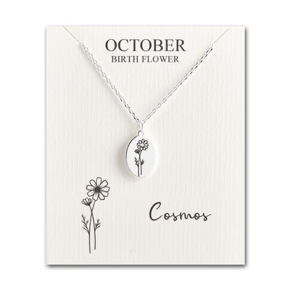 October Birth Flower Cosmos Necklace with Card