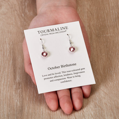 October Birthstone Drop Earrings Created with Tourmaline Zircondia® Crystals