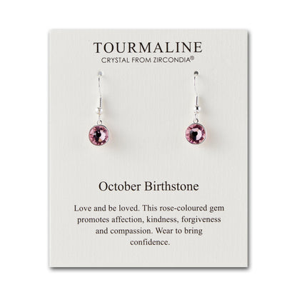 October Birthstone Drop Earrings Created with Tourmaline Zircondia® Crystals