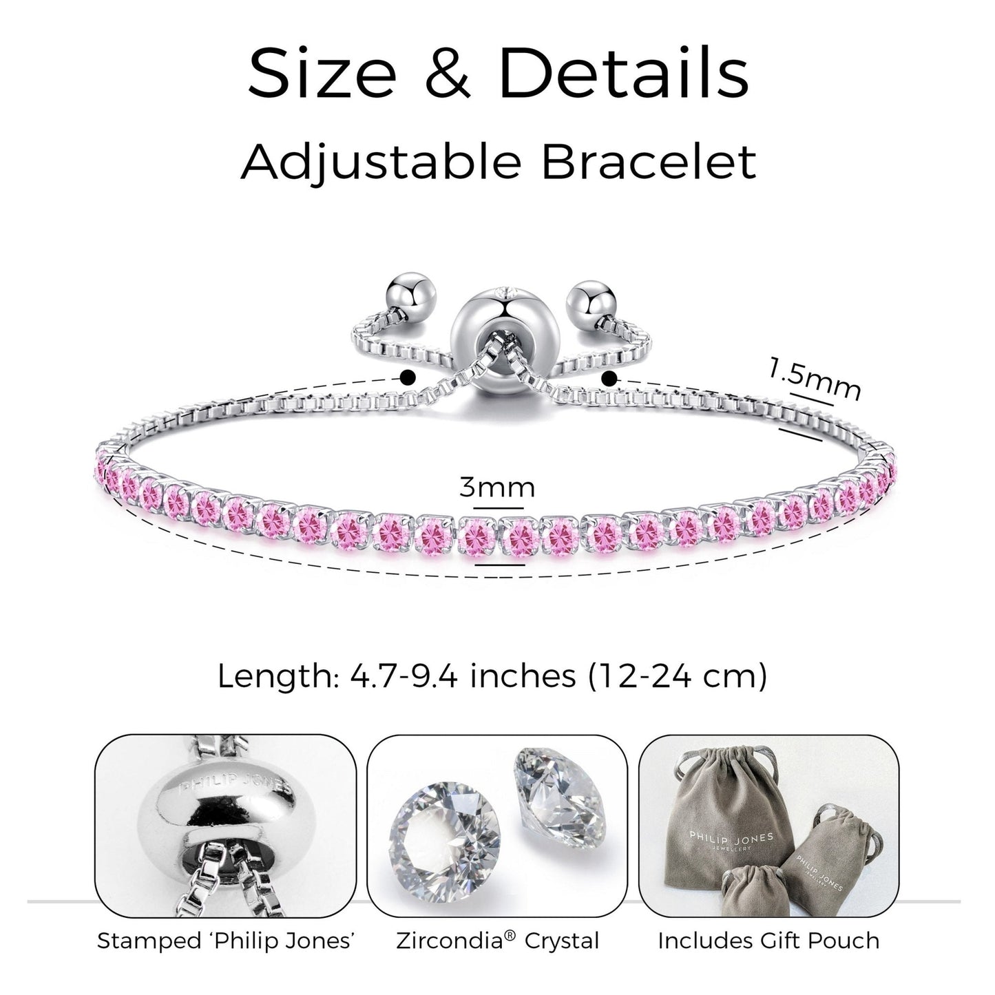 October Birthstone Friendship Bracelet with Tourmaline Zircondia® Crystals