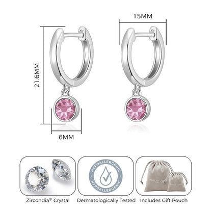 October Birthstone Hoop Earrings Created with Tourmaline Zircondia® Crystals