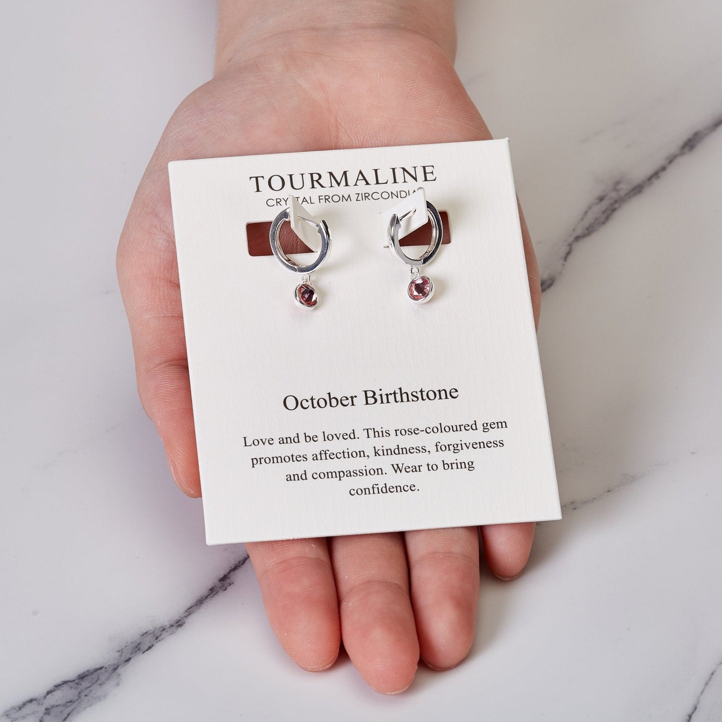 October Birthstone Hoop Earrings Created with Tourmaline Zircondia® Crystals