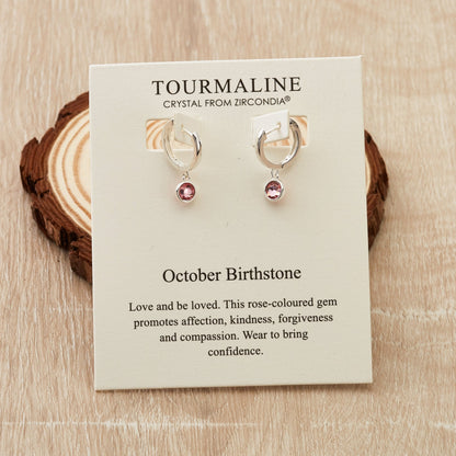 October Birthstone Hoop Earrings Created with Tourmaline Zircondia® Crystals