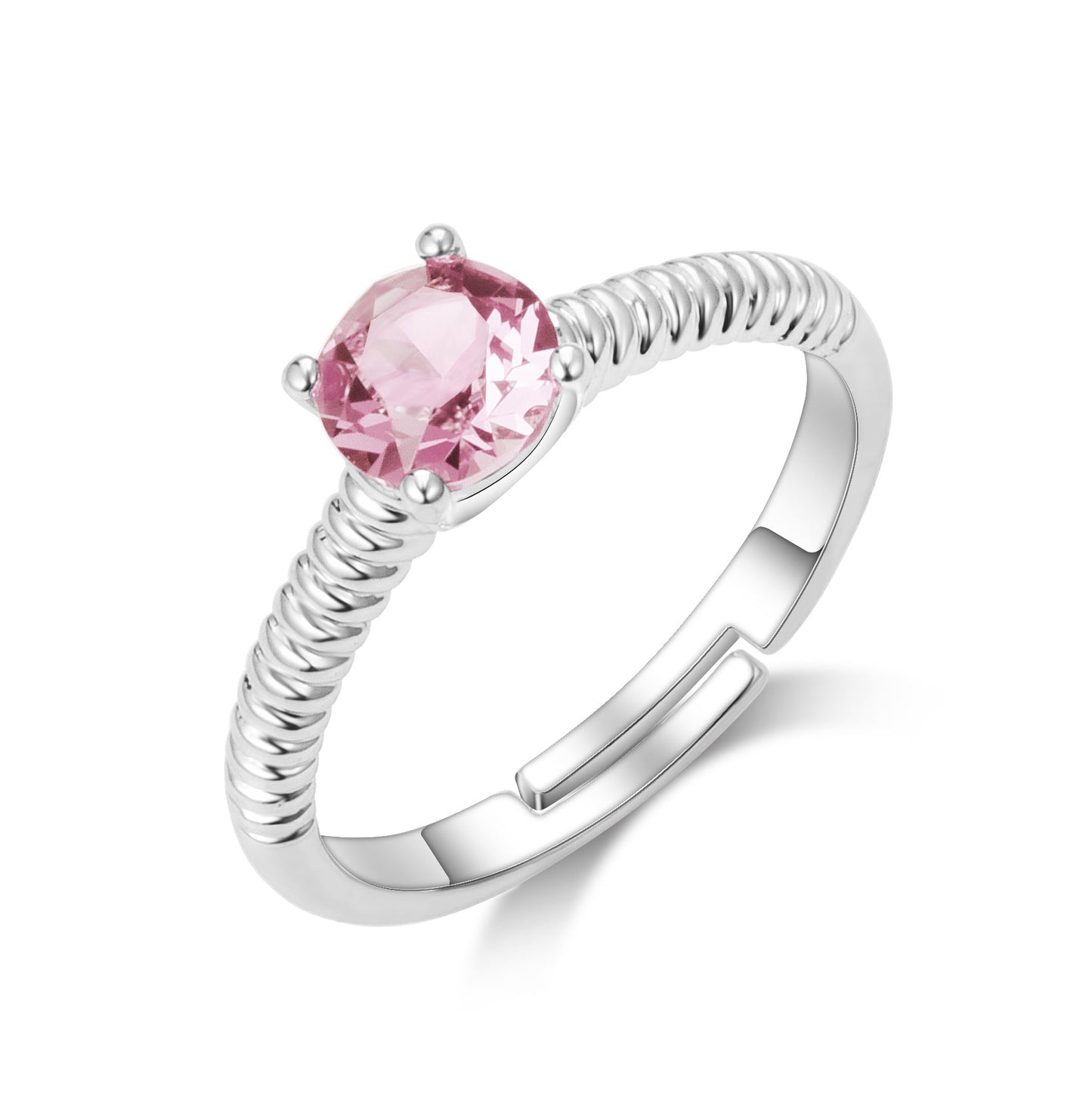 October (Tourmaline) Adjustable Birthstone Ring Created with Zircondia® Crystals
