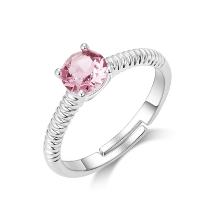 October (Tourmaline) Adjustable Birthstone Ring Created with Zircondia® Crystals