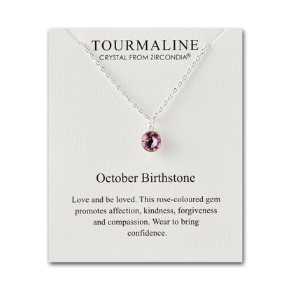 October (Tourmaline) Birthstone Necklace Created with Zircondia® Crystals