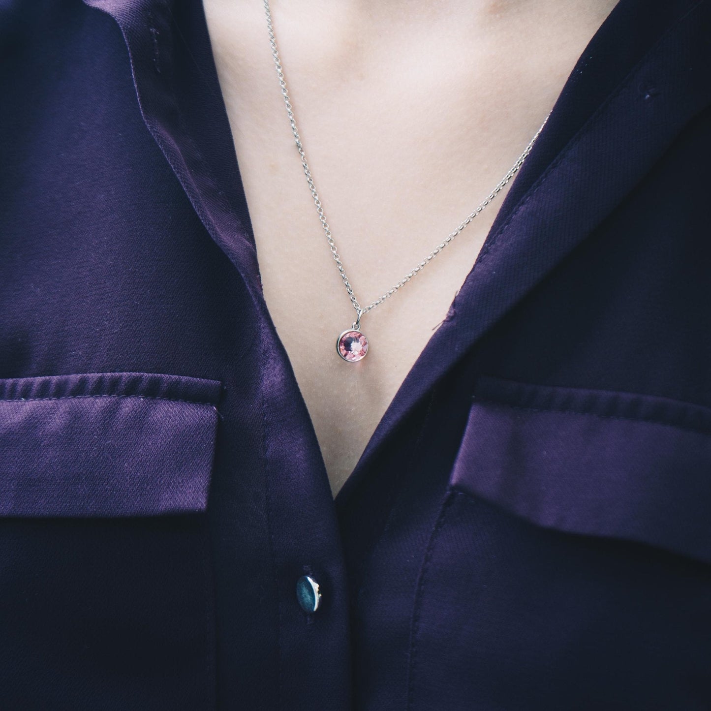 October (Tourmaline) Birthstone Necklace Created with Zircondia® Crystals