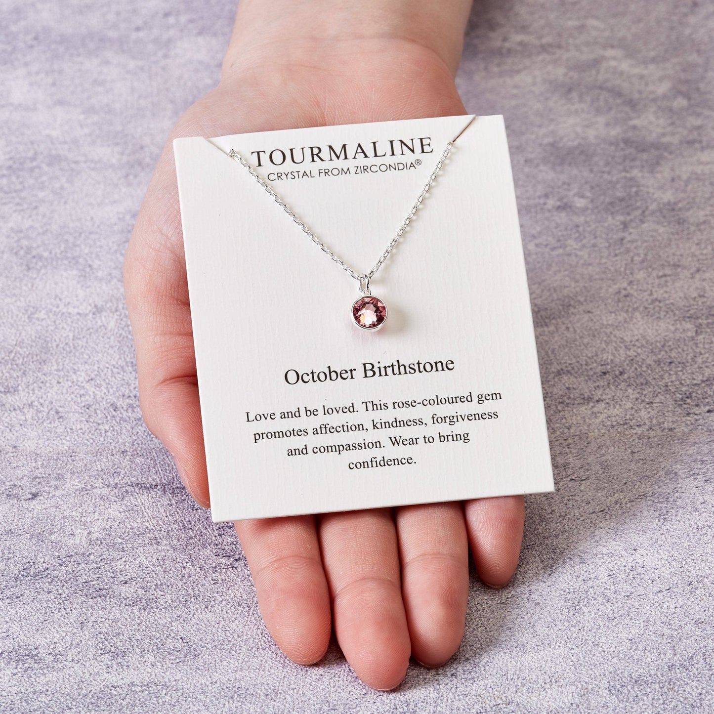 October (Tourmaline) Birthstone Necklace Created with Zircondia® Crystals