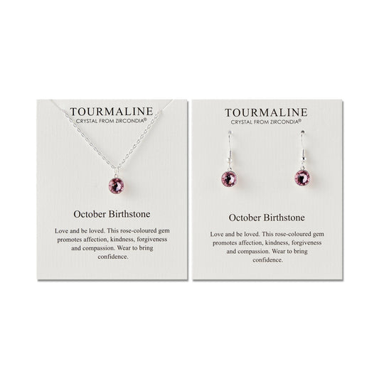 October (Tourmaline) Birthstone Necklace & Drop Earrings Set Created with Zircondia® Crystals