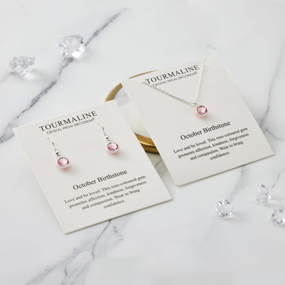 October (Tourmaline) Birthstone Necklace & Drop Earrings Set Created with Zircondia® Crystals