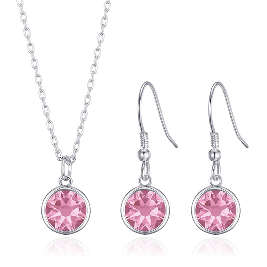 October (Tourmaline) Birthstone Necklace & Drop Earrings Set Created with Zircondia® Crystals