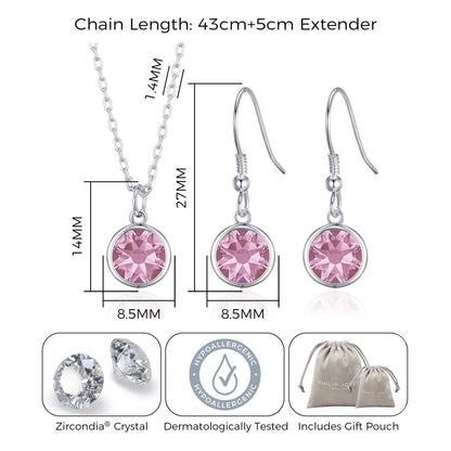 October (Tourmaline) Birthstone Necklace & Drop Earrings Set Created with Zircondia® Crystals