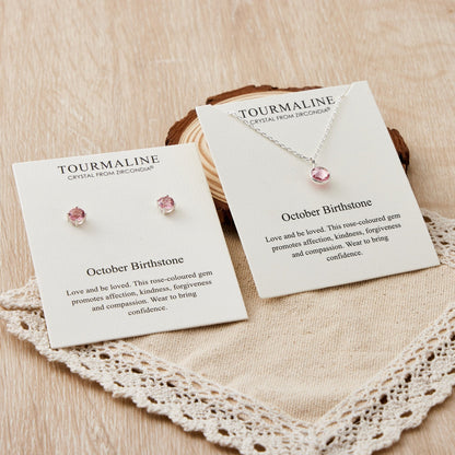 October (Tourmaline) Birthstone Necklace & Earrings Set Created with Zircondia® Crystals