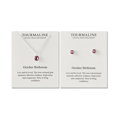 October (Tourmaline) Birthstone Necklace & Earrings Set Created with Zircondia® Crystals