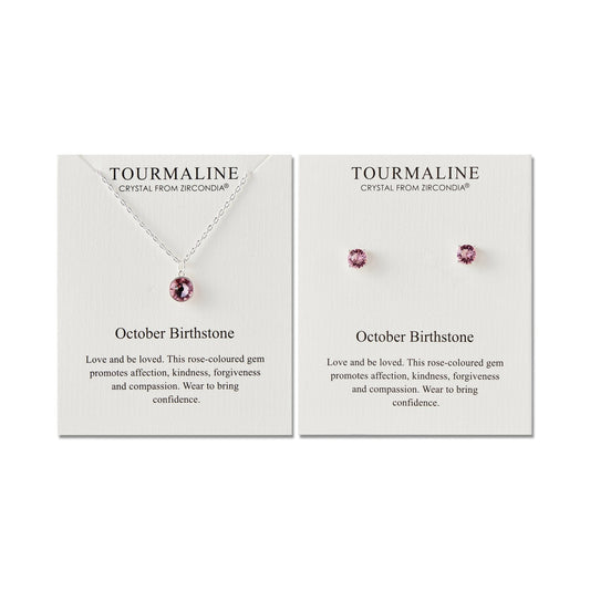 October (Tourmaline) Birthstone Necklace & Earrings Set Created with Zircondia® Crystals