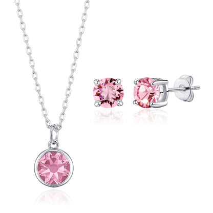 October (Tourmaline) Birthstone Necklace & Earrings Set Created with Zircondia® Crystals