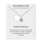 October (Tourmaline) Birthstone Necklace with Initial Charm (A to Z) Created with Zircondia® Crystals
