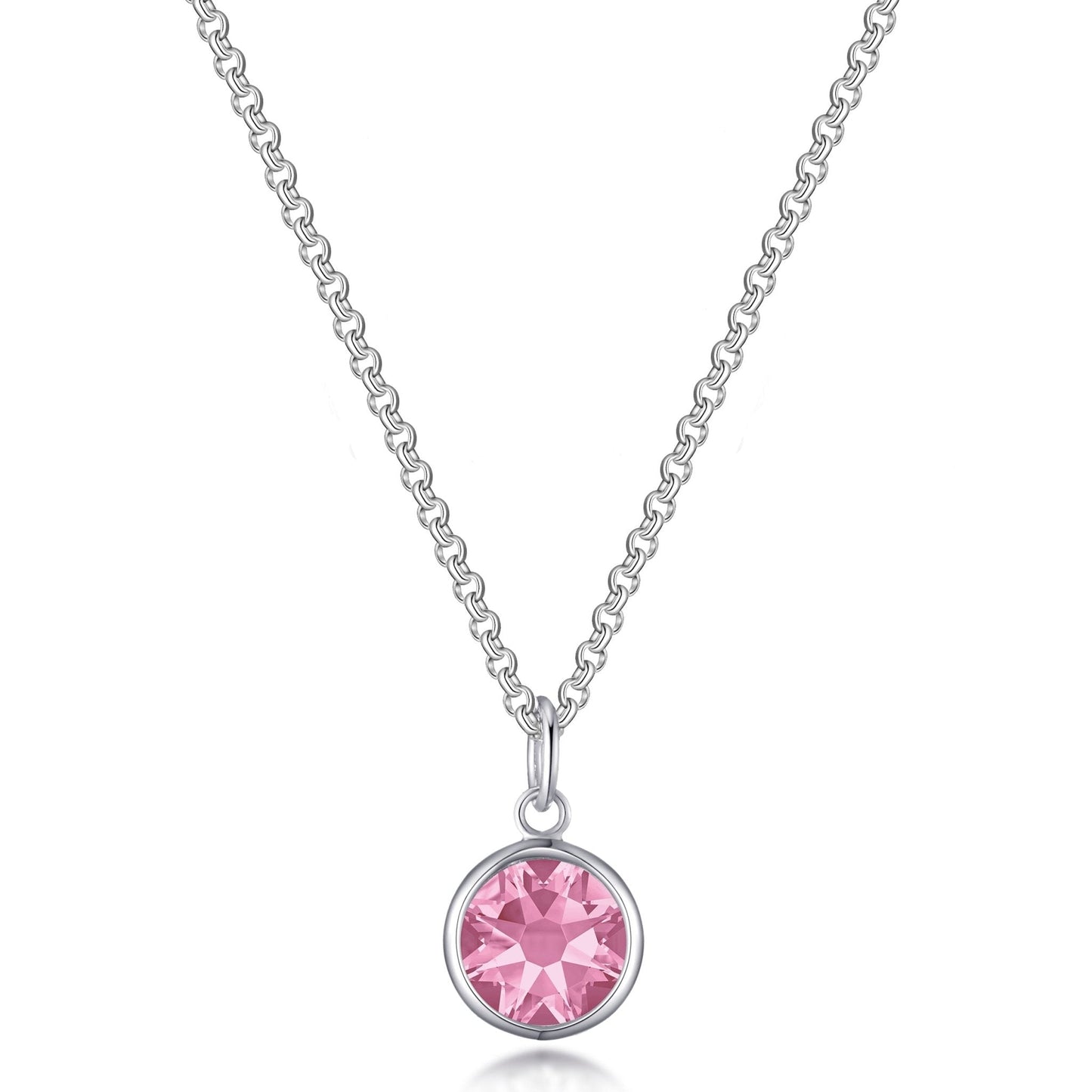 October (Tourmaline) Birthstone Necklace with Initial Charm (A to Z) Created with Zircondia® Crystals
