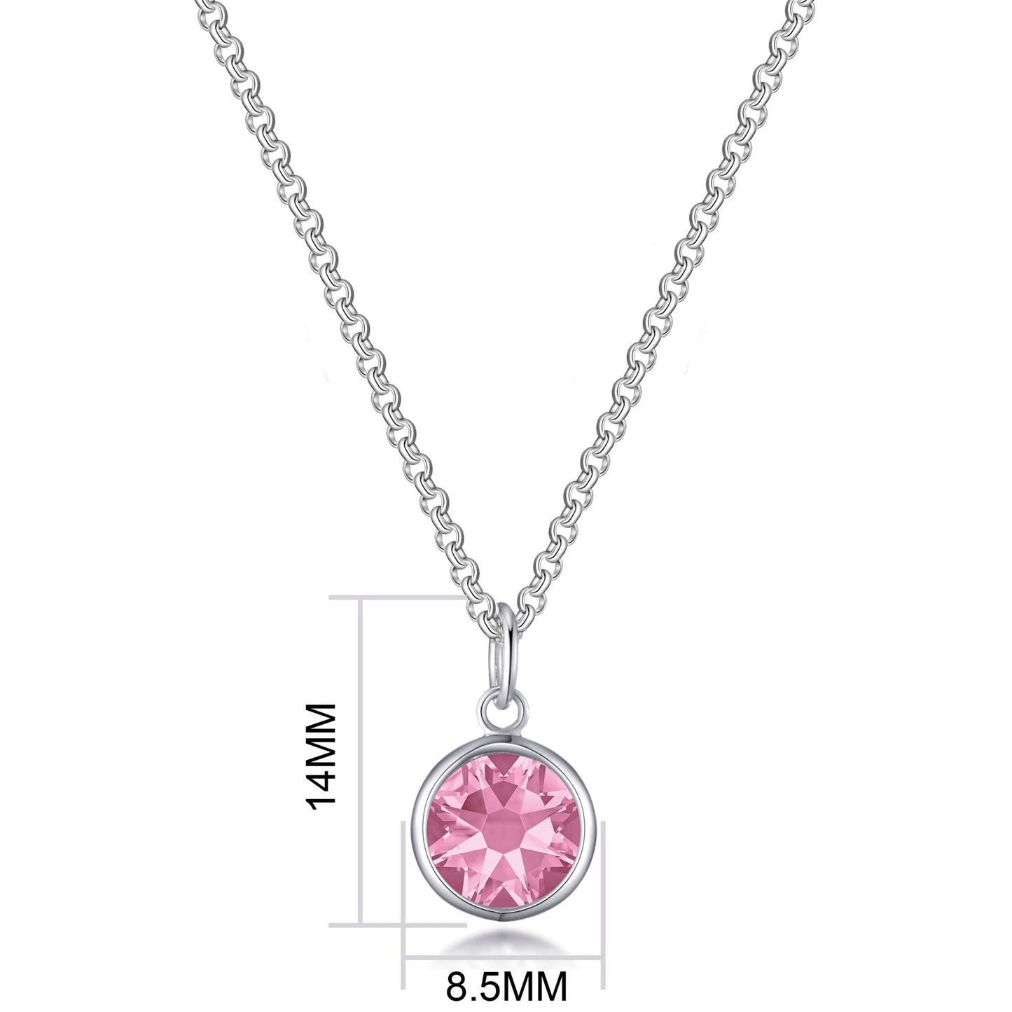 October (Tourmaline) Birthstone Necklace with Initial Charm (A to Z) Created with Zircondia® Crystals