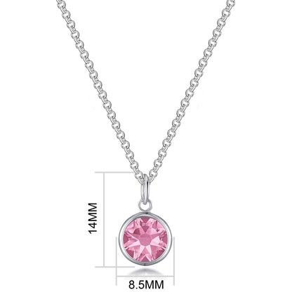 October (Tourmaline) Birthstone Necklace with Initial Charm (A to Z) Created with Zircondia® Crystals