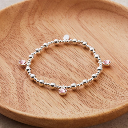 October (Tourmaline) Birthstone Stretch Charm Bracelet with Quote Gift Box