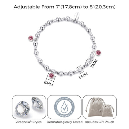 October (Tourmaline) Birthstone Stretch Charm Bracelet with Quote Gift Box