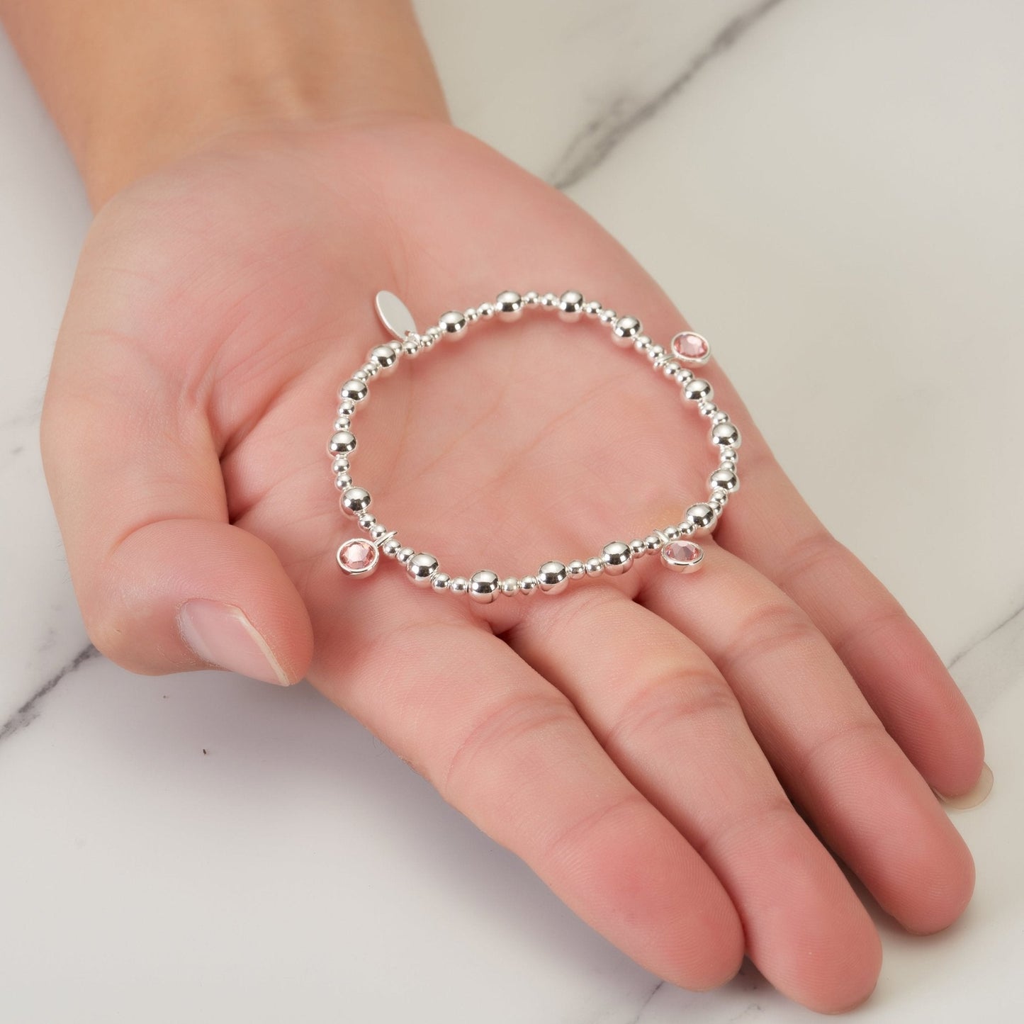 October (Tourmaline) Birthstone Stretch Charm Bracelet with Quote Gift Box