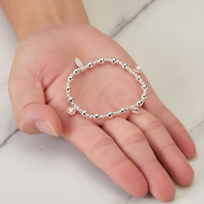 October (Tourmaline) Birthstone Stretch Charm Bracelet with Quote Gift Box