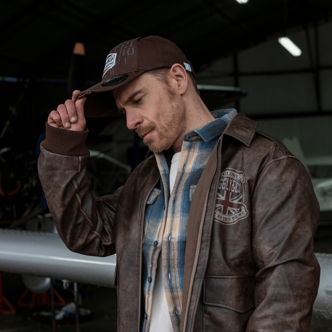 Brown 'Aviation' Diamond Trucker Hat