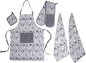 OLIVIA ROCCO Kitchen Sets With Apron Double Oven Gloves Towel Set Oven Mitts Pot Holder