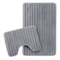 OLIVIA ROCCO 2 Piece Ribbed Bath Mat Set Charcoal Extra Soft Non Slip Super Absorbent