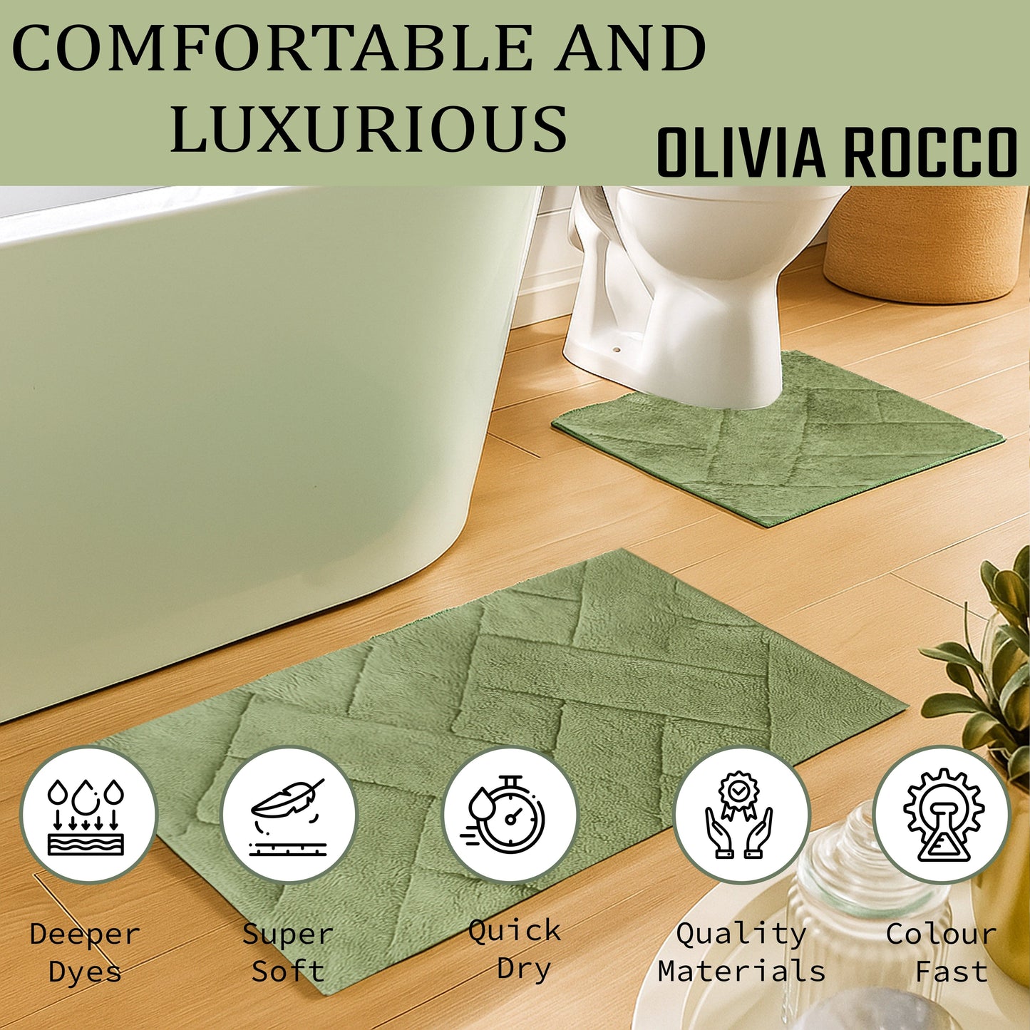Tapis de bain et contour de WC Bali Ensemble Luxueux en coton super absorbant extra doux pour le confort et le style de votre salle de bain, disponible en plusieurs couleurs par OLIVIA ROCCO