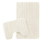 OLIVIA ROCCO 2 Piece Ribbed Bath Mat Set Cream Extra Soft Non Slip Super Absorbent Easy