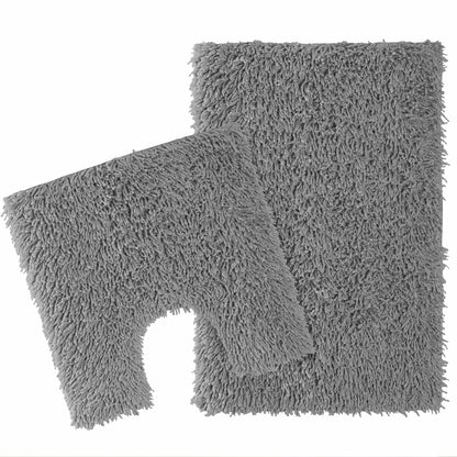 Como Ensemble 2 Pièces Tapis de Bain et Contour de WC Gris Antidérapant Super Absorbant en Coton Tapis de Salle de Bain par OLIVIA ROCCO