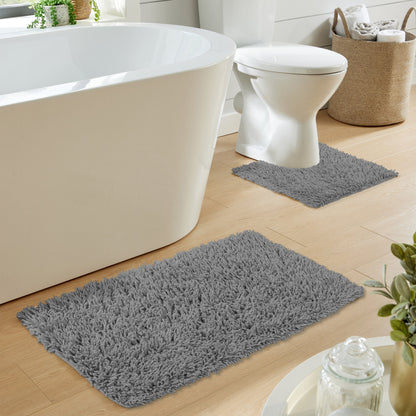 Como Ensemble 2 Pièces Tapis de Bain et Contour de WC Gris Antidérapant Super Absorbant en Coton Tapis de Salle de Bain par OLIVIA ROCCO