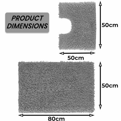 Como Ensemble 2 Pièces Tapis de Bain et Contour de WC Gris Antidérapant Super Absorbant en Coton Tapis de Salle de Bain par OLIVIA ROCCO