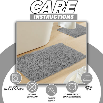 Como Ensemble 2 Pièces Tapis de Bain et Contour de WC Gris Antidérapant Super Absorbant en Coton Tapis de Salle de Bain par OLIVIA ROCCO