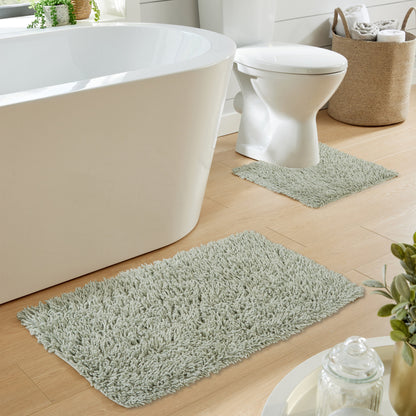 Tapis de bain et tapis contour WC Como 2 pièces vert sauge antidérapants super absorbants en coton par OLIVIA ROCCO
