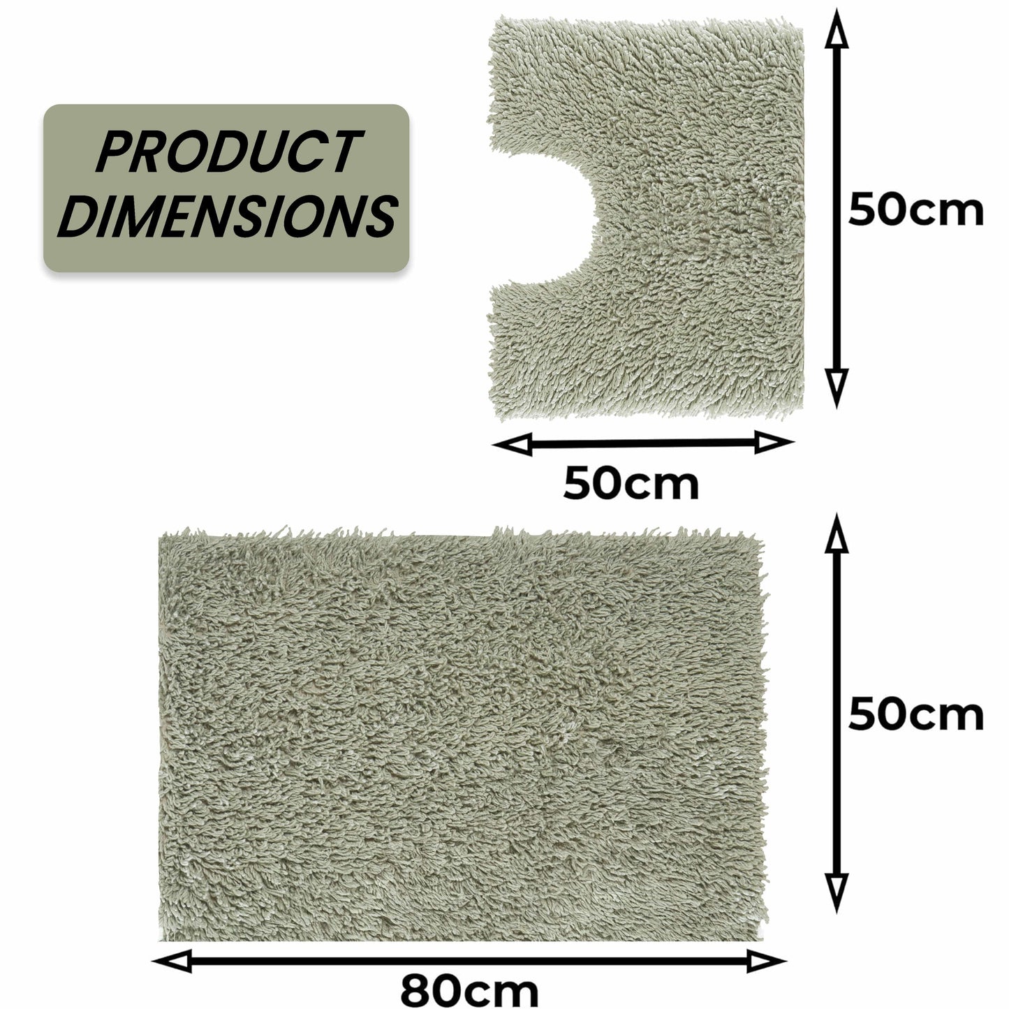 Tapis de bain et tapis contour WC Como 2 pièces vert sauge antidérapants super absorbants en coton par OLIVIA ROCCO