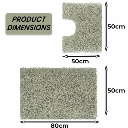 Tapis de bain et tapis contour WC Como 2 pièces vert sauge antidérapants super absorbants en coton par OLIVIA ROCCO