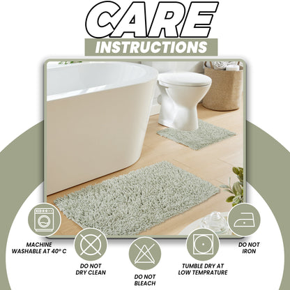 Tapis de bain et tapis contour WC Como 2 pièces vert sauge antidérapants super absorbants en coton par OLIVIA ROCCO