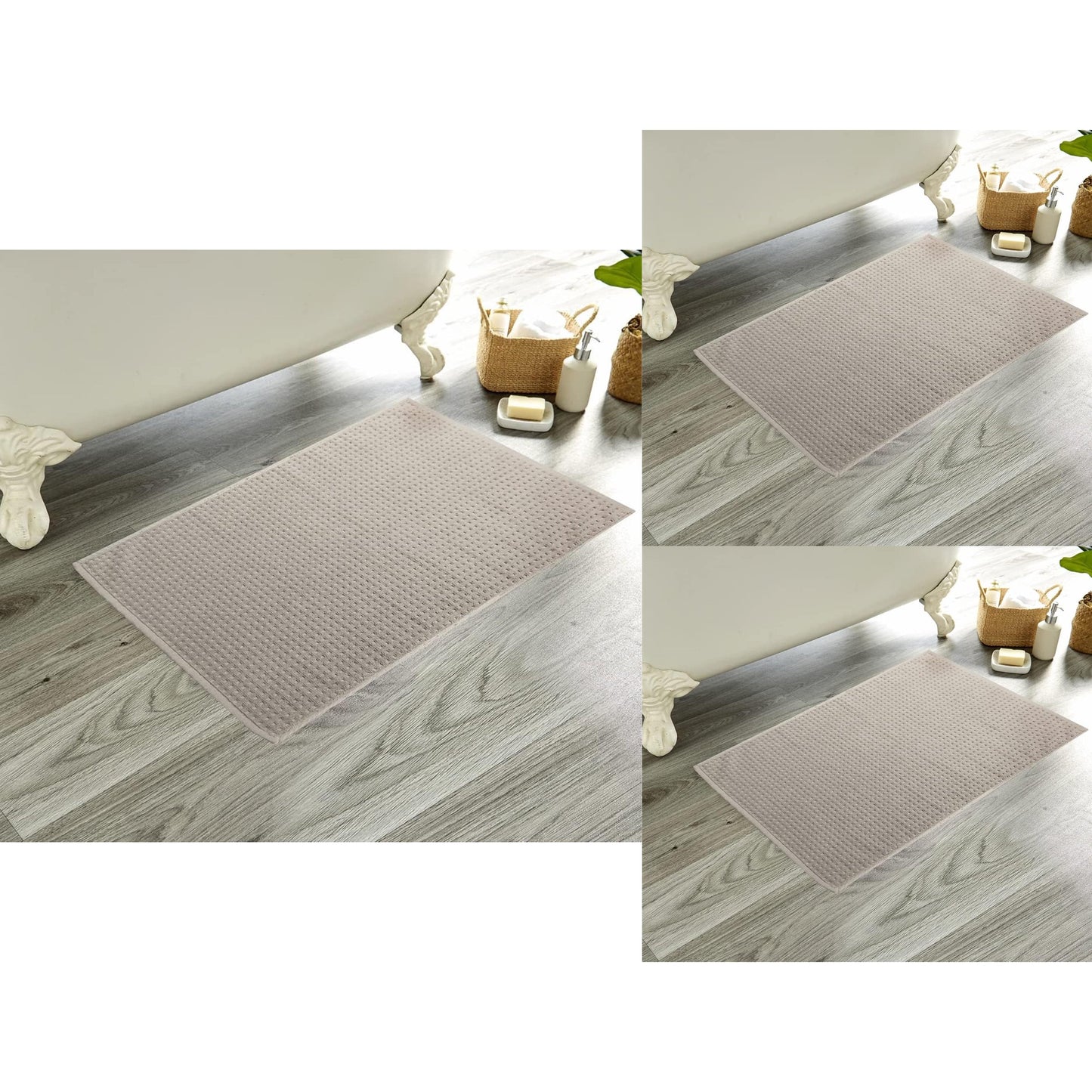 OLIVIA ROCCO Pack Of 3 Luxe Ultra-Soft Deep Cotton Pile Bathmats Eco-Friendly Absorbent