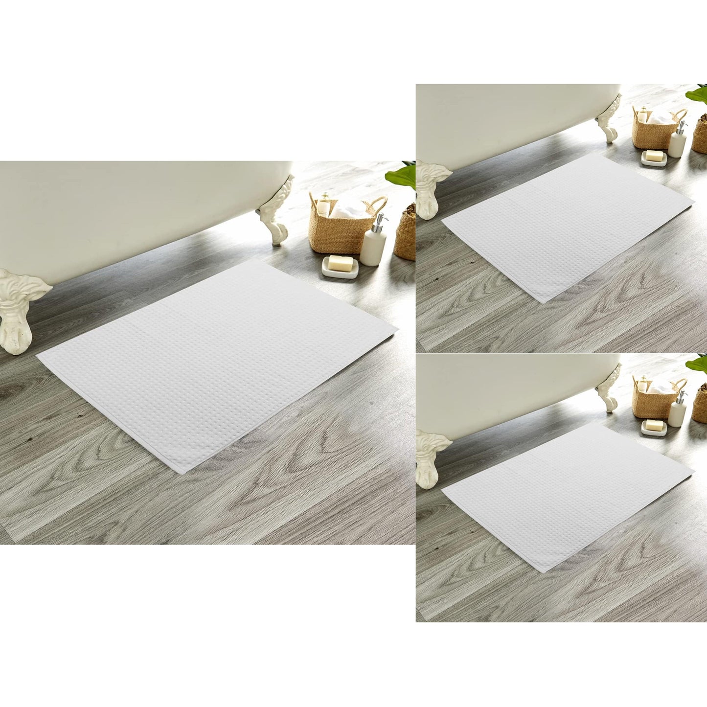 OLIVIA ROCCO Pack Of 3 Luxe Ultra-Soft Deep Cotton Pile Bathmats Eco-Friendly Absorbent