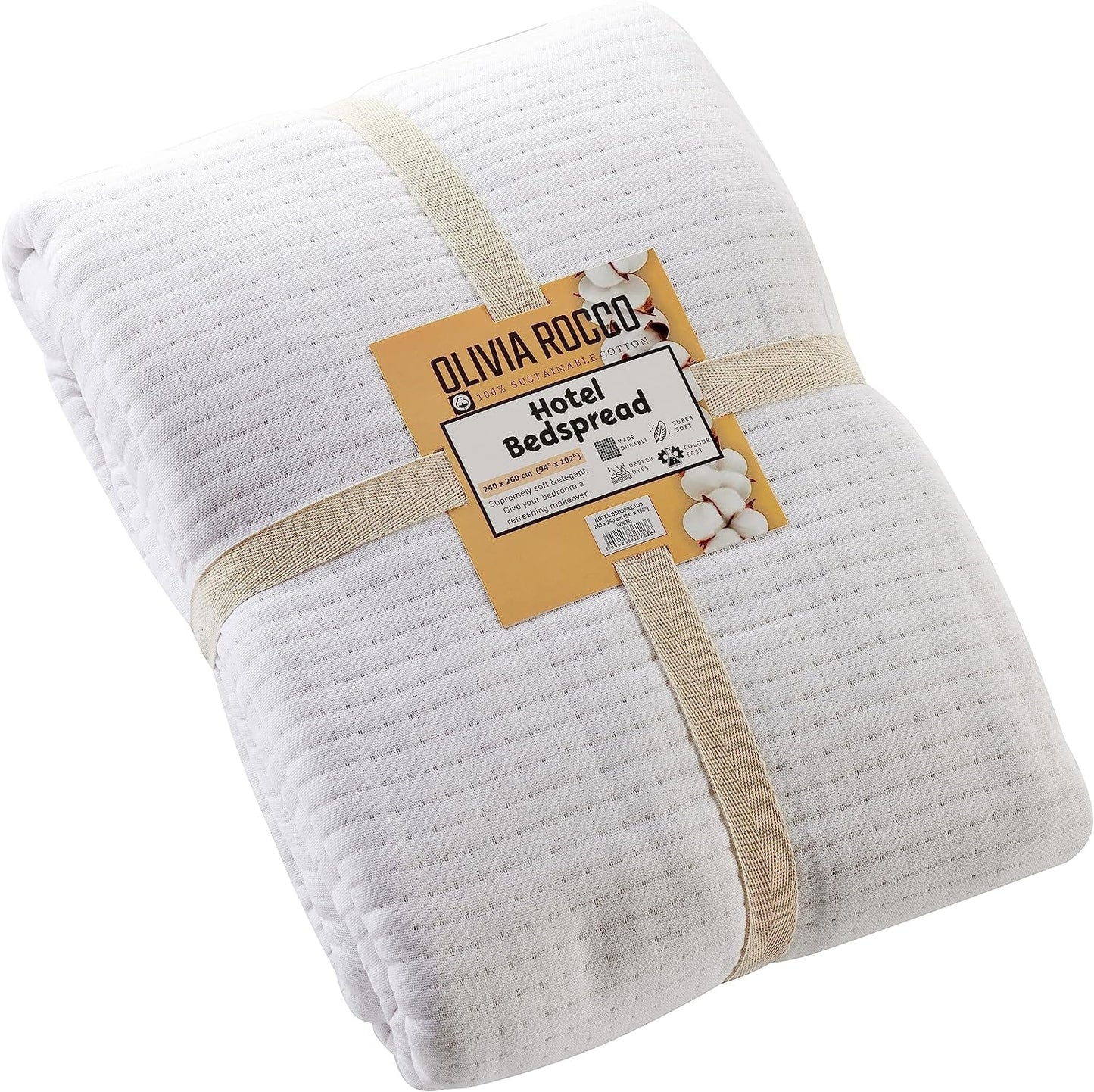 Jeté de lit matelassé Hotel Collection 240 x 260 cm en coton durable Doux et résistant Parure de lit blanche et grise pour une décoration de chambre élégante par OLIVIA ROCCO