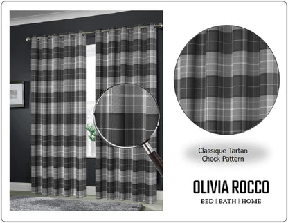 OLIVIA ROCCO Blackout Thermal Curtains Check Marble Design Light Blocking Panels Multiple