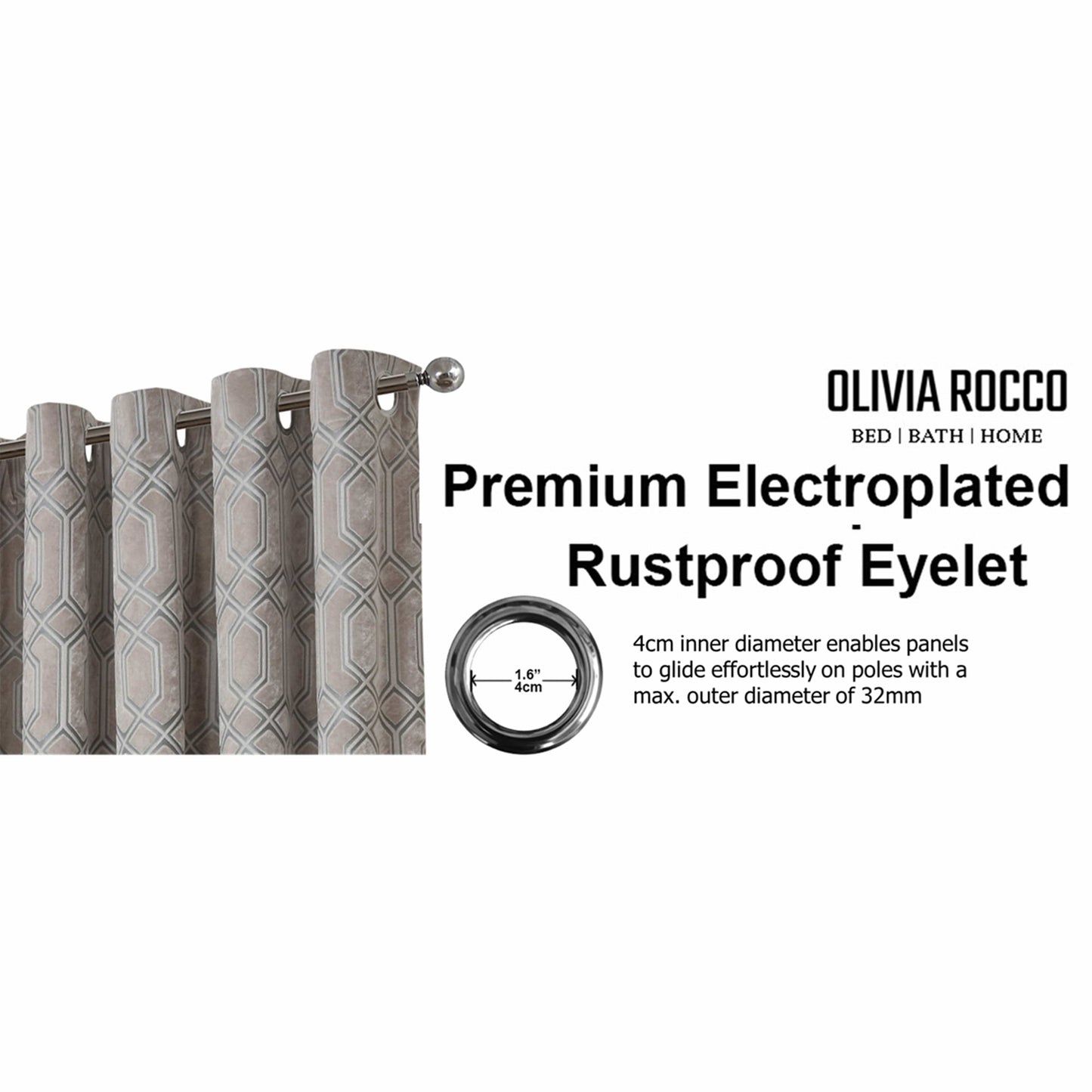 Rideaux à œillets en velours Luxe Geo Champagne, isolants thermiques, insonorisants et occultants pour chambre et salon par OLIVIA ROCCO